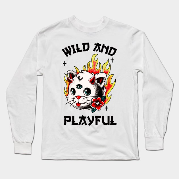 WAP Wild Cool Biker Cat Purring And Playful Evil Wittle Fireball of Furry Fury Art Long Sleeve T-Shirt by TeachUrb